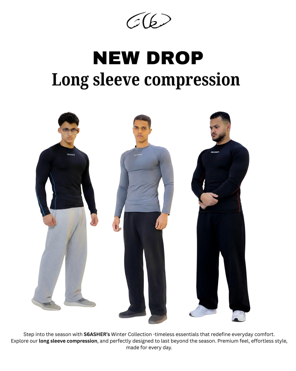 Long sleeve compression -gray- Black line