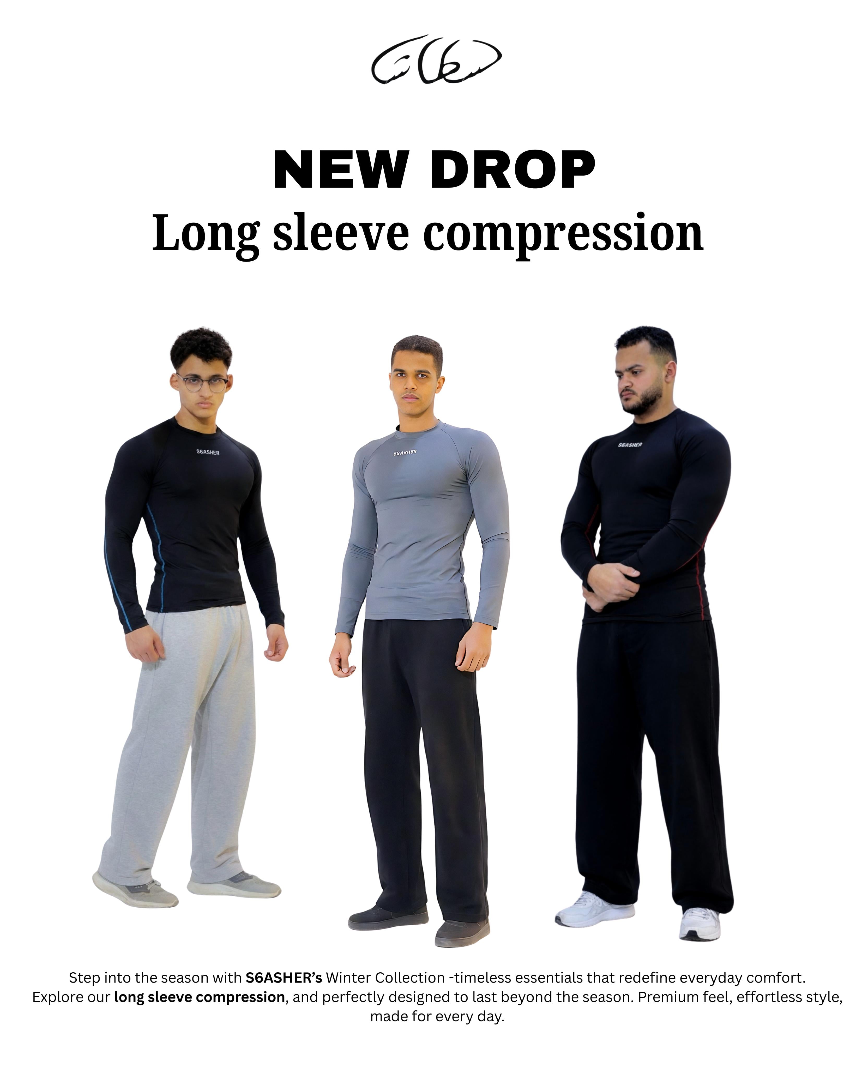 Long sleeve compression -gray- Black line