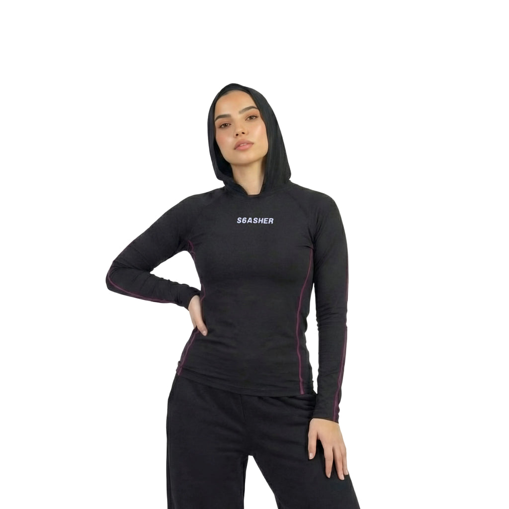 Long sleeve compression - Black-pinky line