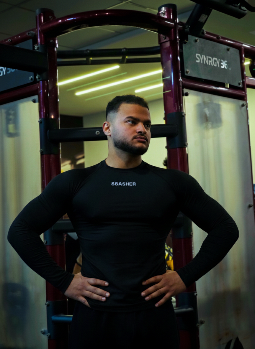 Long sleeve compression -Black- Red line