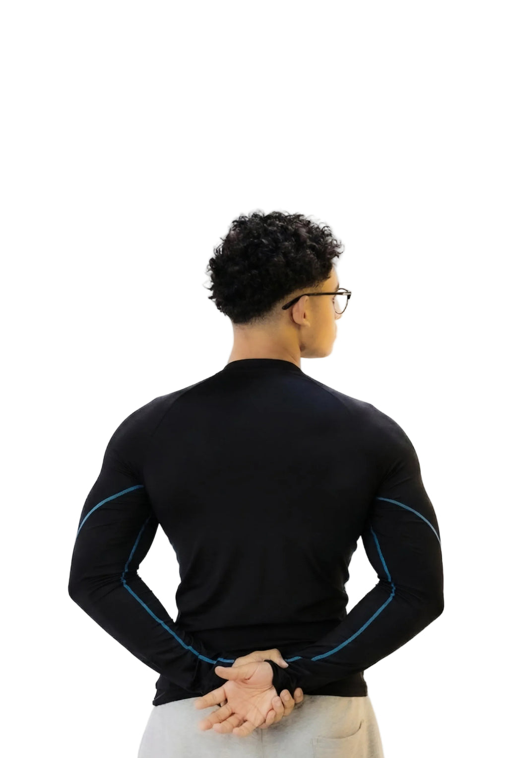 Long sleeve compression -Black- blue line