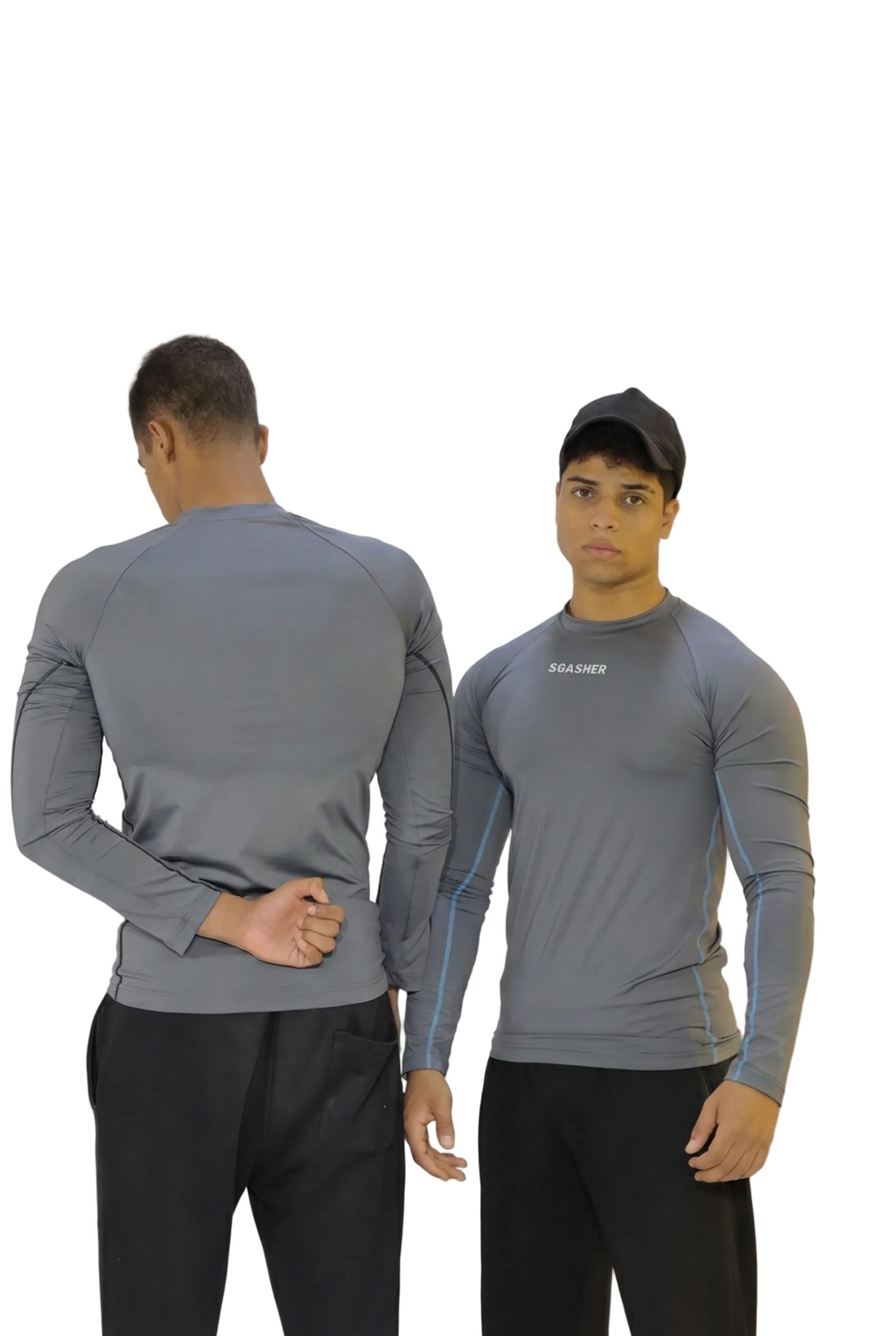 Long sleeve compression -gray- blue line