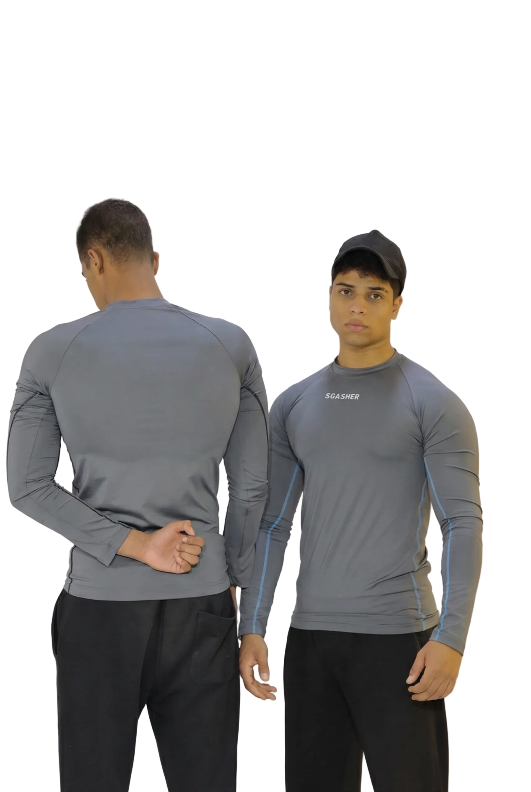 Long sleeve compression -gray- blue line