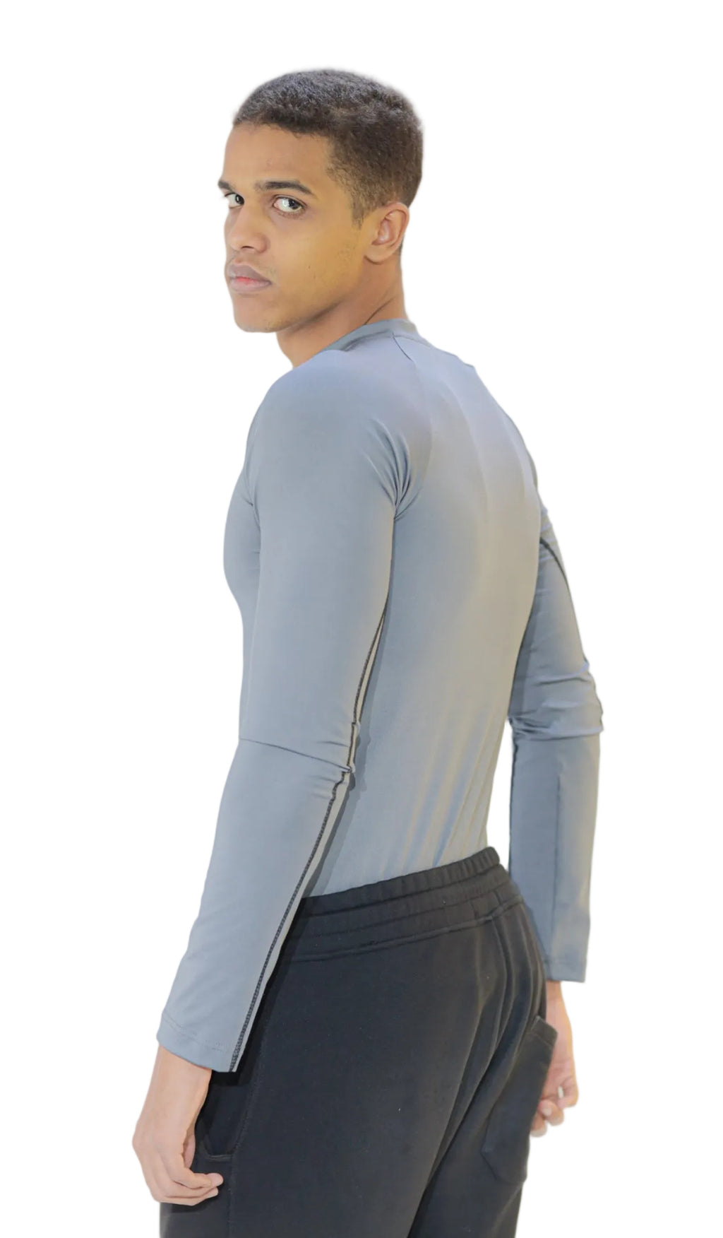 Long sleeve compression -gray- Black line