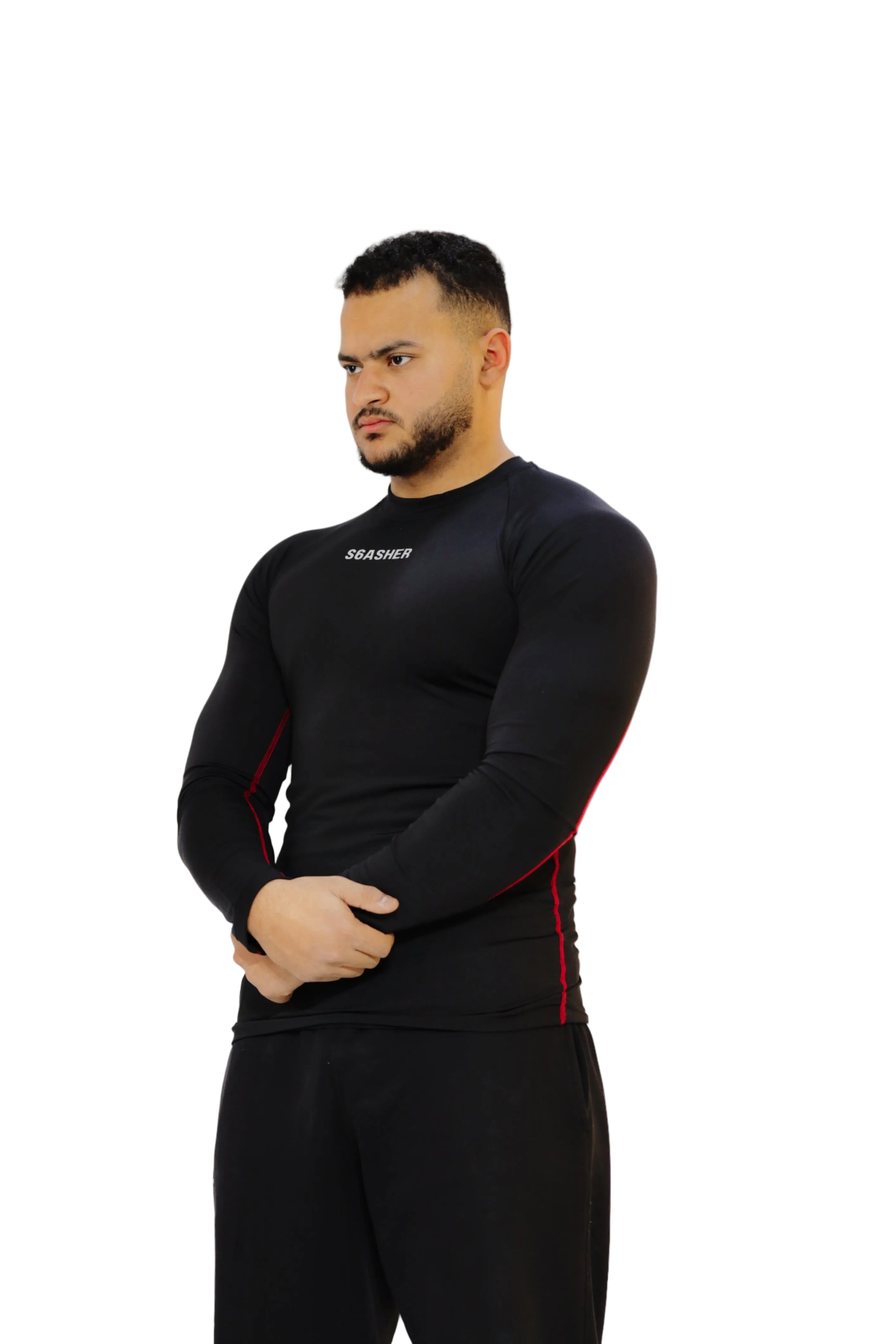Long sleeve compression -Black- Red line