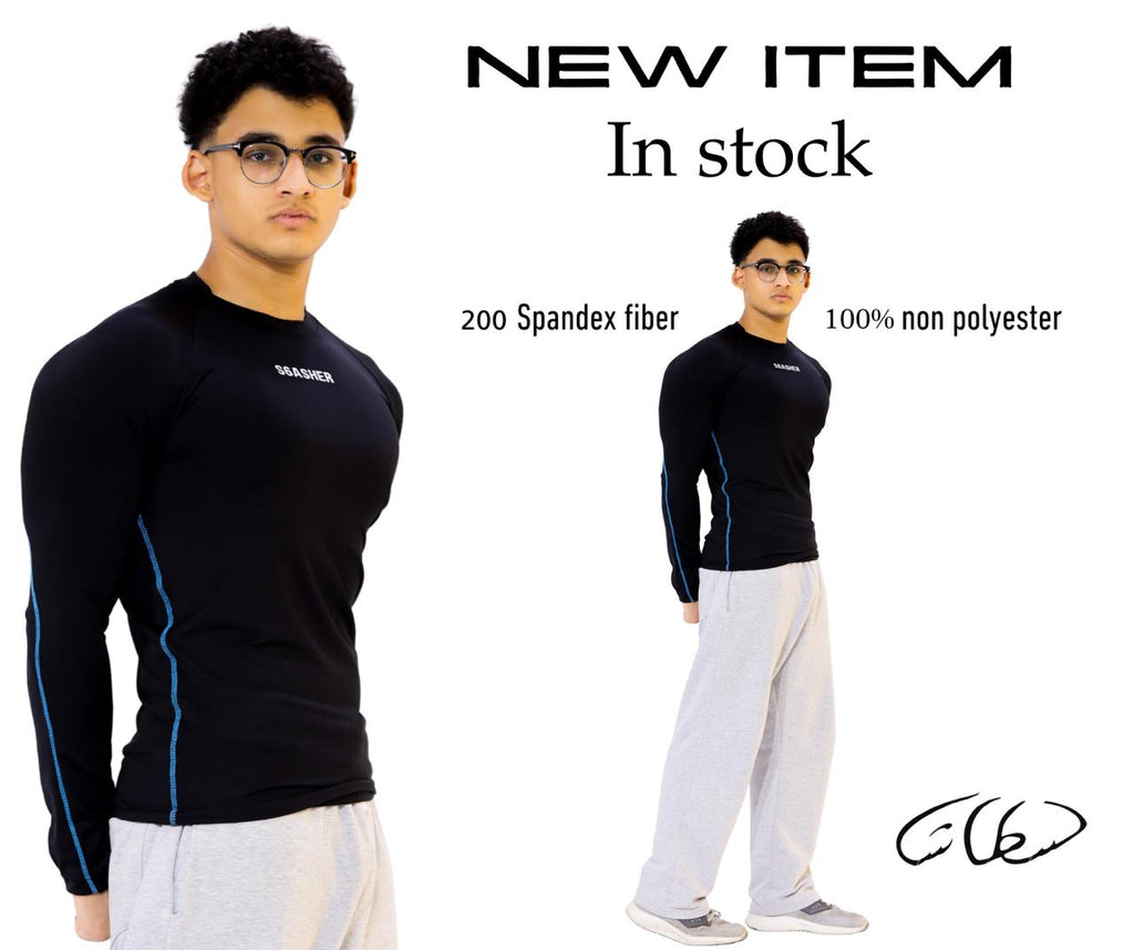 Long sleeve compression -Black- blue line